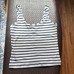 CAbi Black and White Striped Tank Top